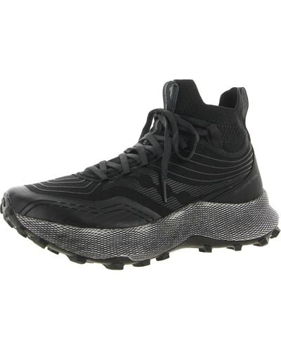 Saucony Endorphin Trail Mid Runshield Sock Sneaker Hiking Shoes - Black
