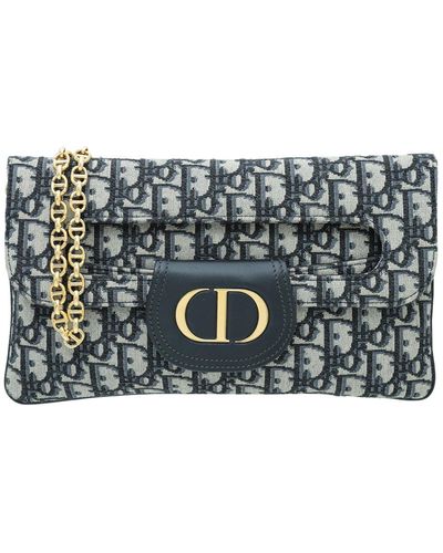 Dior Oblique "diordouble" Chain Clutch Bag - Blue