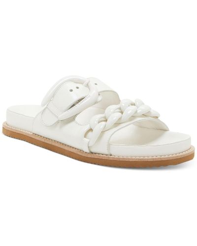Vince Camuto Kenendys Leather Slip On Slide Sandals - White