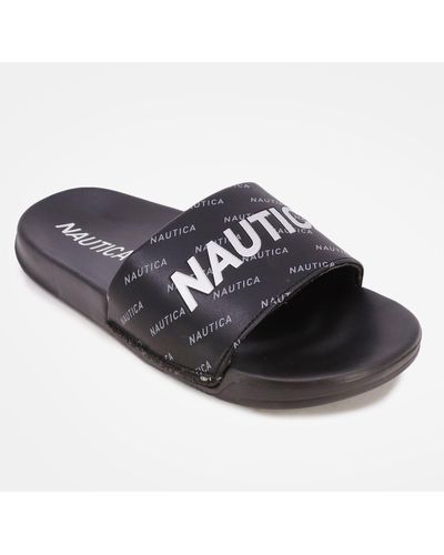 Nautica Logo Embellished Slide Sandal - Black