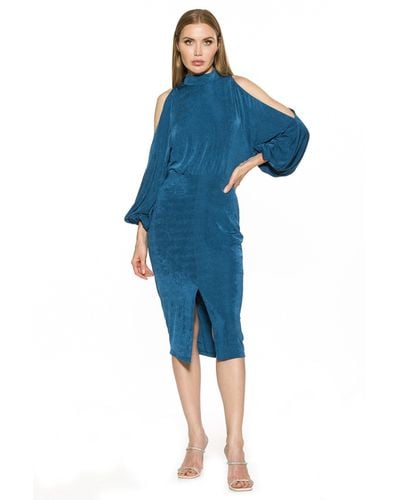 Alexia Admor Mockneck Long Sleeves Dress - Blue