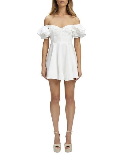 Bardot Sigma Linen Off-the-shoulder Fit & Flare Dress - White