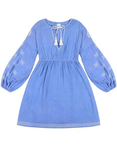MER ST BARTH Elodie Embroidery Dress - Blue