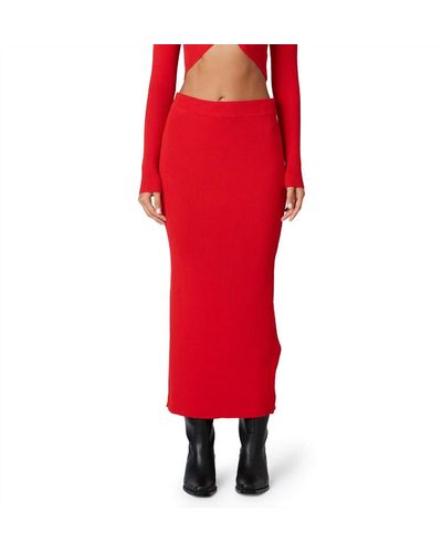 Nia Paris Knit Midi Skirt - Red