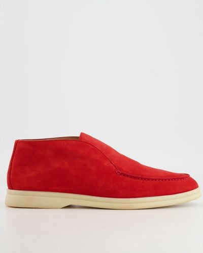 Loro Piana Suede Open Walk Ankle Boots - Red