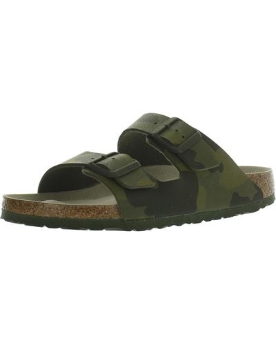 Birkenstock Arizona Bs Leather Footbed Slide Sandals - Green