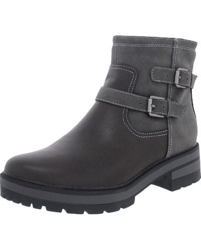 SOUL Naturalizer North Faux Leather Buckle Ankle Boots - Gray