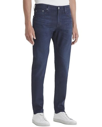 AG Jeans Coated Slim Fit Straight Leg Jeans - Blue