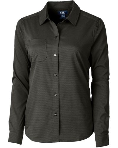 Cutter & Buck Versatech Geo Dobby Stretch Long Sleeve Dress Shirt - Black