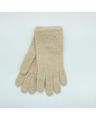 Portolano Cashmere Gloves With Stones - Natural