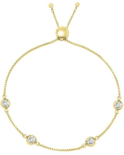 Savvy Cie Jewels Sterling Silver Simulated Diamonds By The Yard Bolo Adjustable Bracelet - Yellow