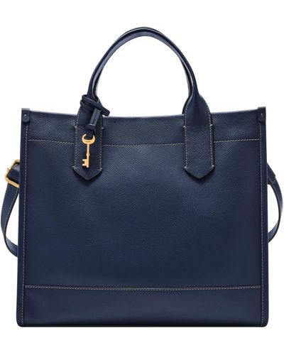 Fossil Kyler Leather Large Tote - Blue