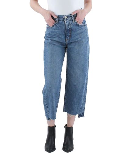 Moussy Cotton High Rise Cropped Jeans - Blue