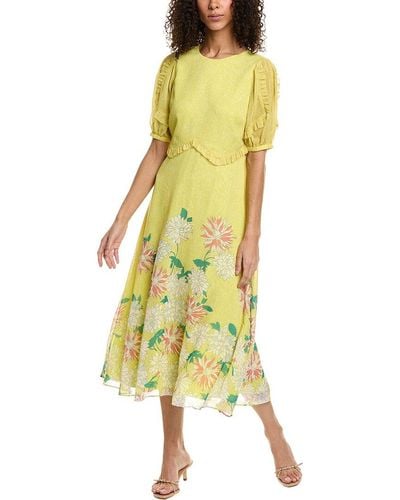 Ted Baker Midi Tea Dress - Yellow