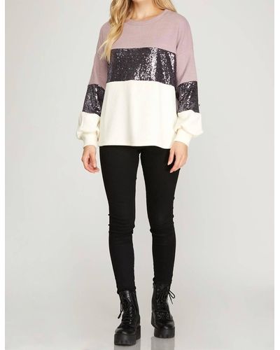 She + Sky Multi Colored Sweater With Sequins - White