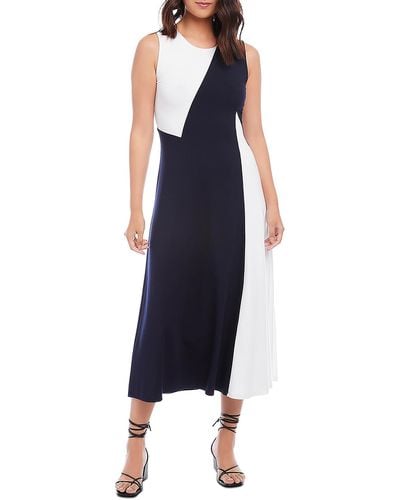Karen Kane Colorblock Long Maxi Dress - Blue