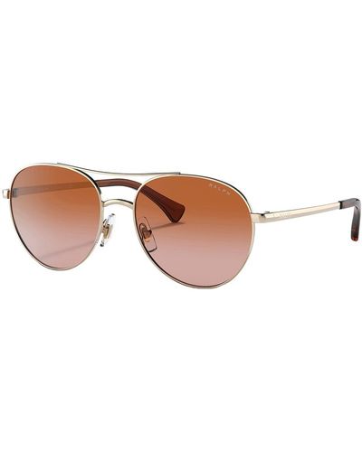 Ralph By Ralph Lauren Ra 4135 911613 55mm Round Sunglasses - Brown