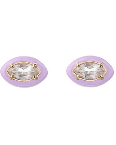 Bea Bongiasca Sweetness Lavender Enamel & Rock Crystal Earring - Pink