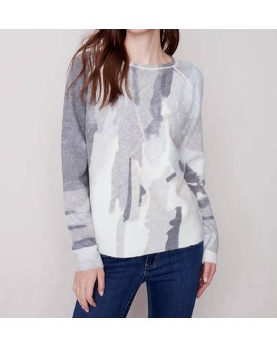 Charlie b Reversible Printed Raglan Sweater - White
