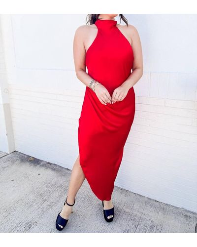 Lucy Paris Jiya Halter Dress - Red