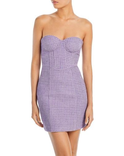 Aqua Tweed Strapless Mini Dress - Purple