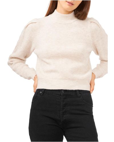 1.STATE Open Back Knit Mock Turtleneck Sweater - White