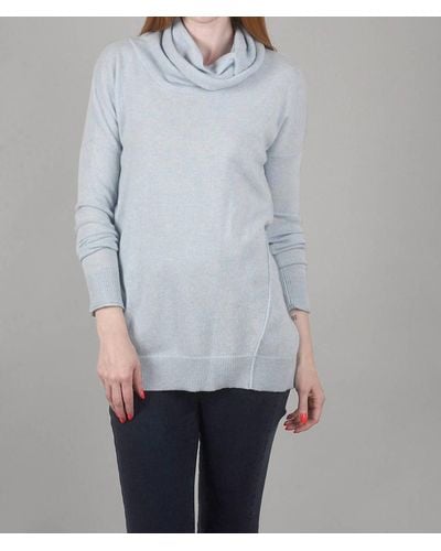 Kinross Cashmere Exposed-seam Cowl Sweater - Gray