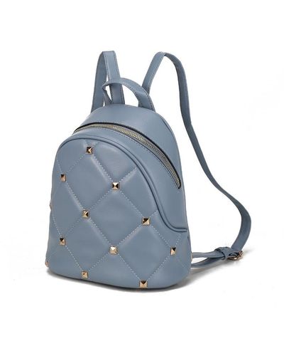 MKF Collection by Mia K Hayden Quilted Vegan Leather With Studs Backpack - Blue