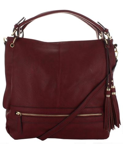 Urban Expressions Finley Vegan Leather Tote Hobo Handbag - Purple
