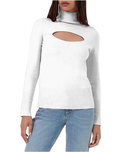 French Connection Cutout Turtleneck Blouse - White