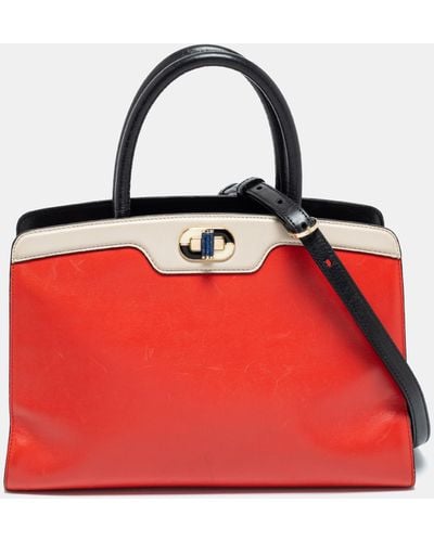 BVLGARI Color Leather Isabella Rossellini Tote - Red