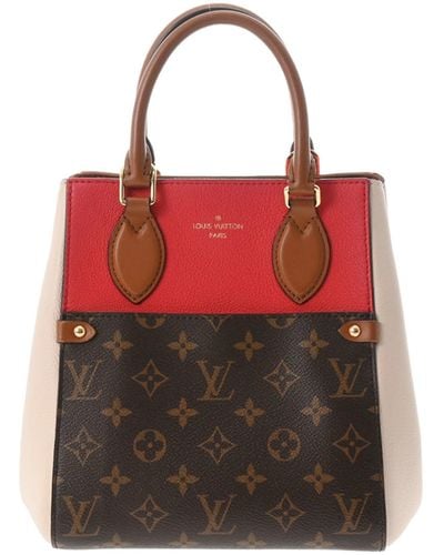 New LOUIS VUITTON Red Leather Multicolor Handbag SHORT HANDLE