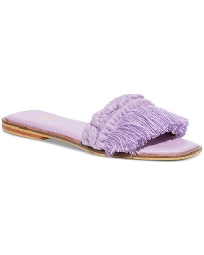 Silvia Cobos Candy Fringe Flat Fringe Slide Sandals - Purple
