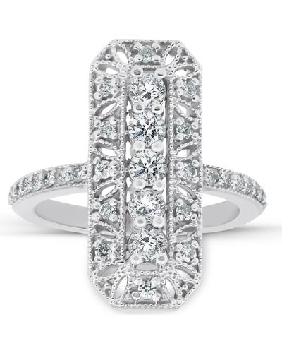 Pompeii3 3/4ct Antique Diamond Ring Anniversary Wide Cocktail Ring - Gray