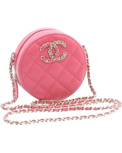 Chanel Matelasse Caviar Skin Chain Shoulder Bag Cc Auth 23651a - Pink