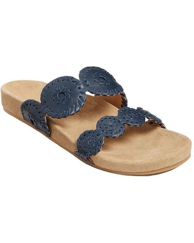 Jack Rogers Comfort Lauren Leather Slide Sandals - Blue