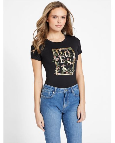 Guess Factory Eco Roses Tee - Black