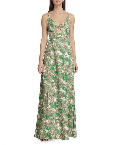 L'Agence Porter Twisted Maxi Dress - Green