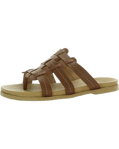 Musse & Cloud Persy Leather Slip On Slide Sandals - Brown