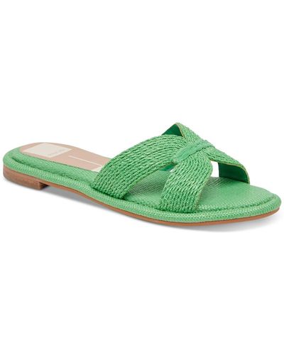Dolce Vita Open Toe Slides Flatform Sandals - Green