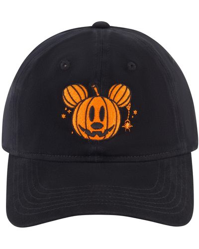 Disney Mickey Mouse Pumpkin Head With Plaid Underbrim Hat - Blue