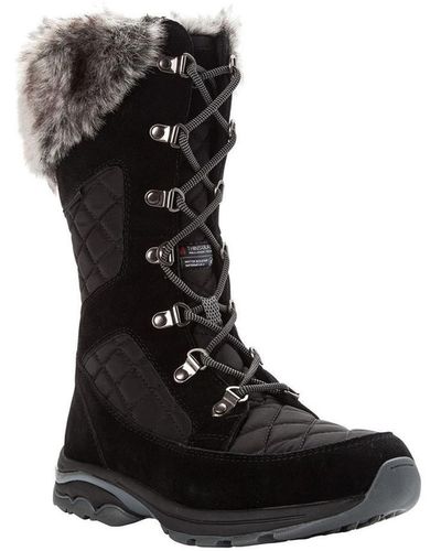 Propet Peri Suede Faux Fur Winter Boots - Black