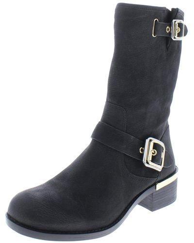 Vince Camuto Windy Buckle Moto Mid-calf Boots - Black