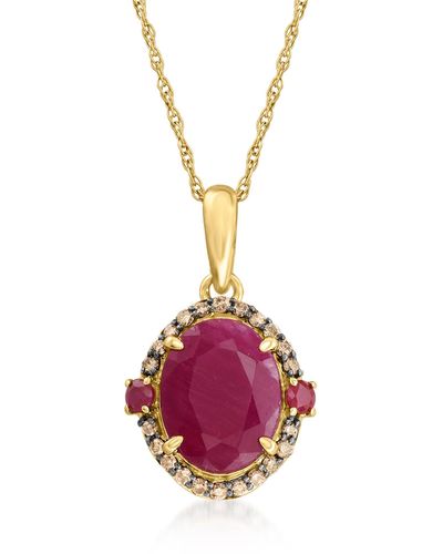 Ross-Simons Ruby And . Brown Diamond Pendant Necklace - Pink