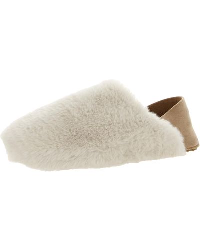 Cole Haan Shearling Round Toe Slip On Loafer Slippers - Natural