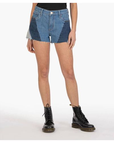 Kut From The Kloth Jane High Rise Color Block Short - Blue