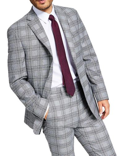 Alfani Glen Plaid Separate Suit Jacket - Gray