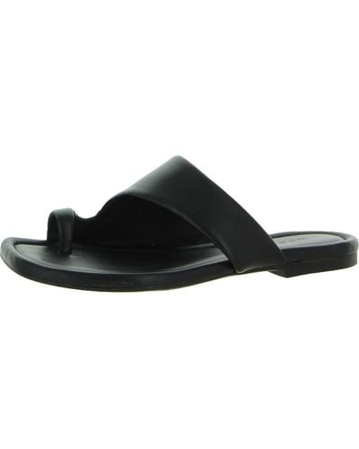 Vince Dawn Leather Open Toe Slide Sandals - Black