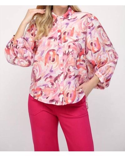 Fate Belle Abstract Blouse - Red