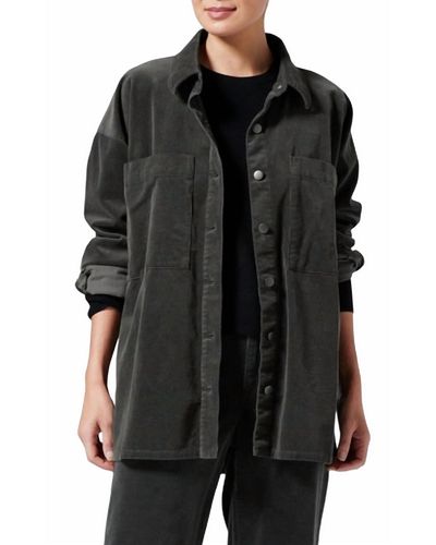 Eileen Fisher Classic Collar Long Shirt Jacket - Black